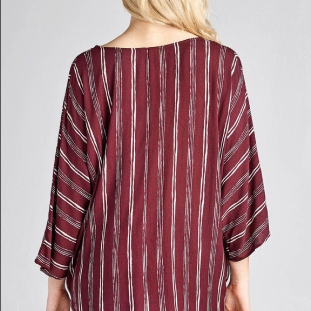NWT Plus Size Wine Striped Blouse(last 1!) - Picture 3 of 4